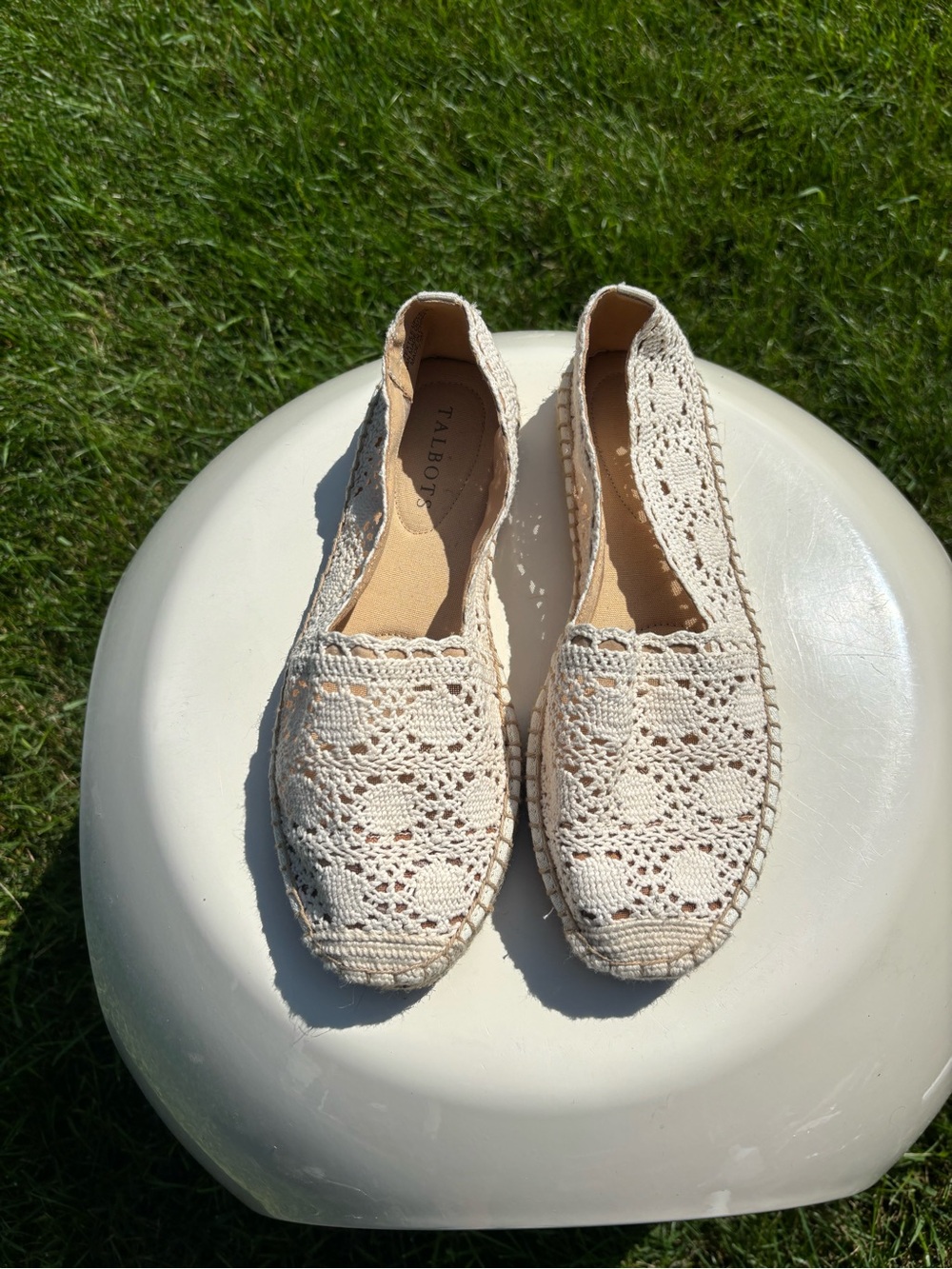 Talbots Cream Crochet Espadrille Flats